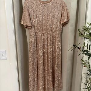 Sequin Midi Dress in Blush - Womens